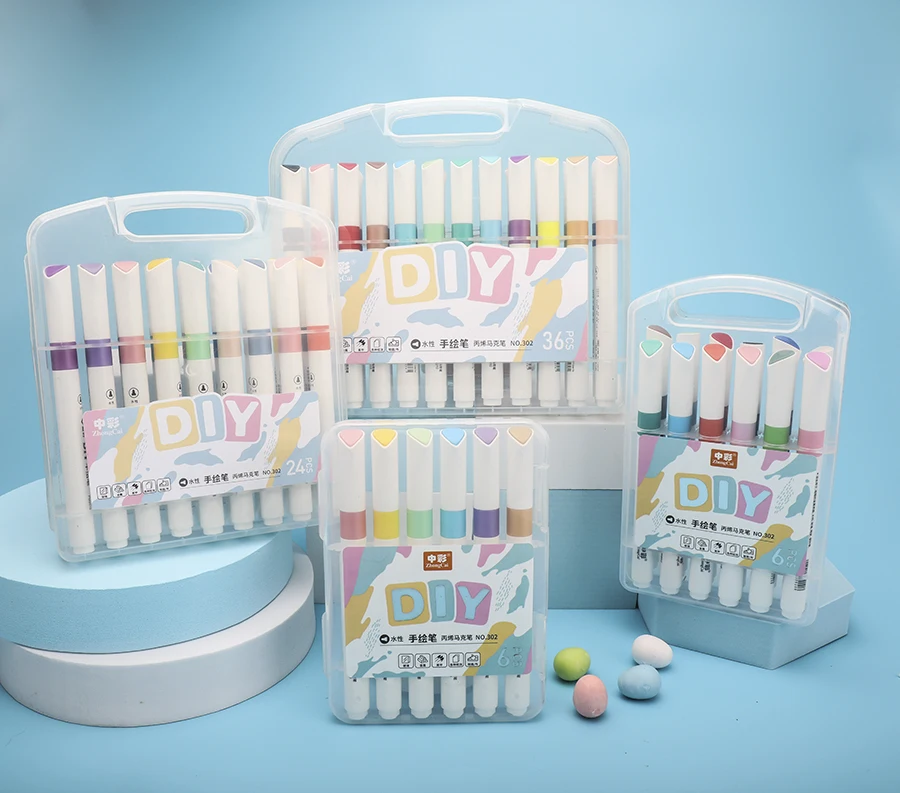 24 Colours Eco-friendly Acrylic Paint Pens set For Drawing Glass Paper Wood