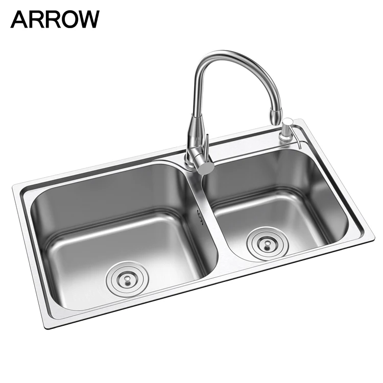 Custom Size Double Bowl 304 Stainless Steel Kitchen Sink For Home