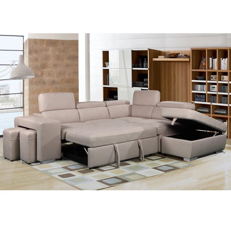 factory direct sales luxury living room sofa with USB storage foot stools can be customized sofa bed