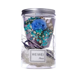 Романтическая вечная роза, сохраненный цветок со светодиодной подсветкой в пластиковом куполе, декоративные подарки на день Святого Валентина