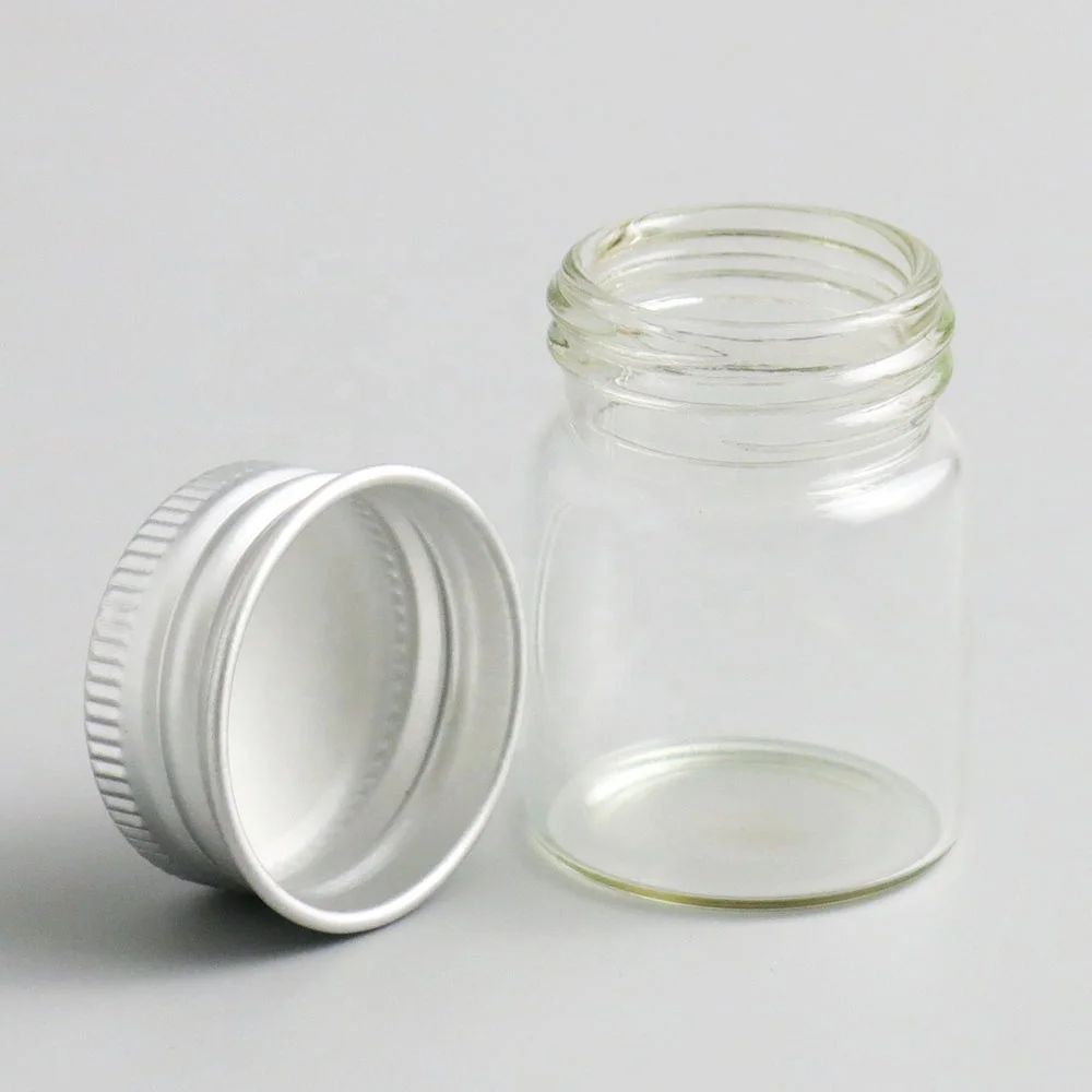 Transparent 15ml 25ml 40ml 50ml 60ml glass bottle with screw cap Aluminum Silver lid Empty Refillable Storage Tube Screw top