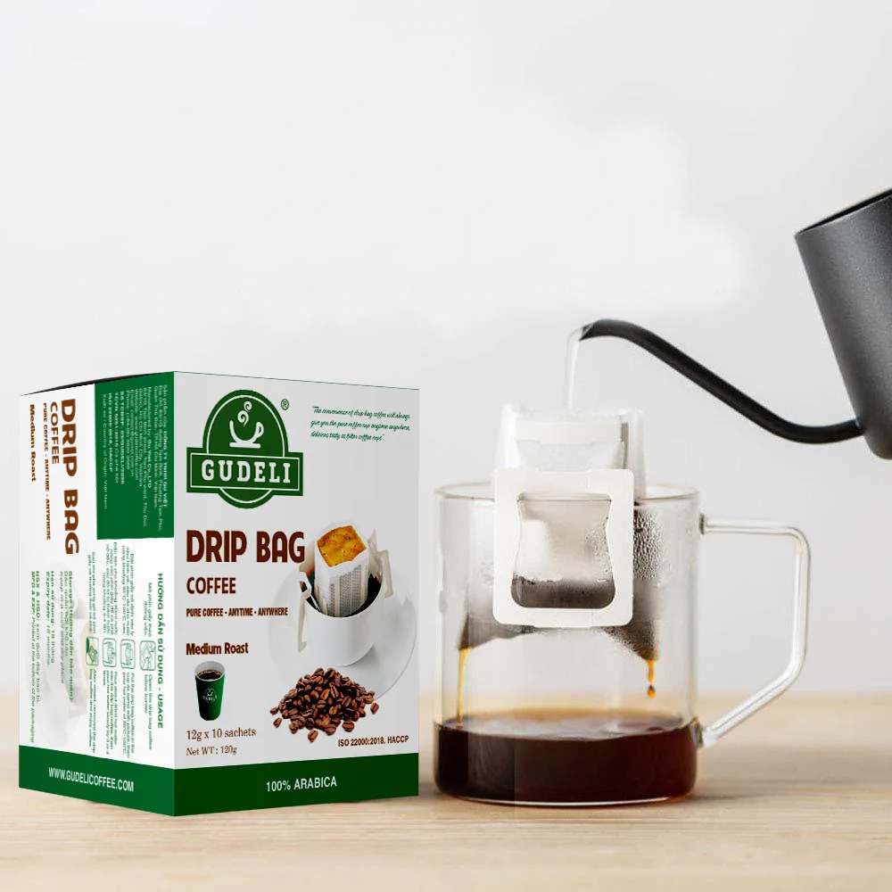 
Vietnamese Coffee Arabica Ground Coffee with Drip Filter Sachet Bag 