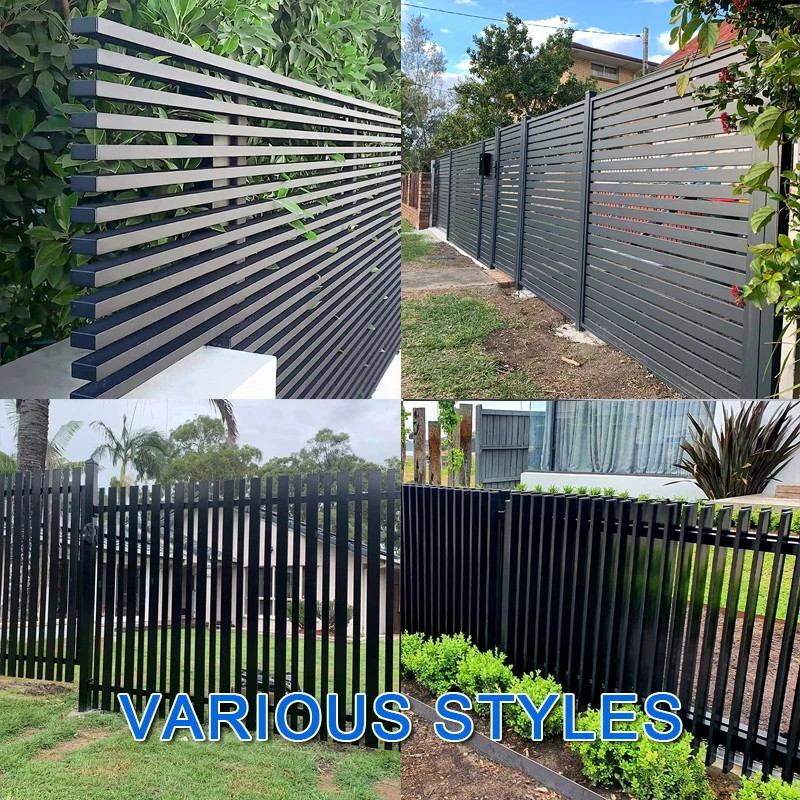 Wholesale garden black horizontal aluminum privacy fence aluminum picket gates and fences