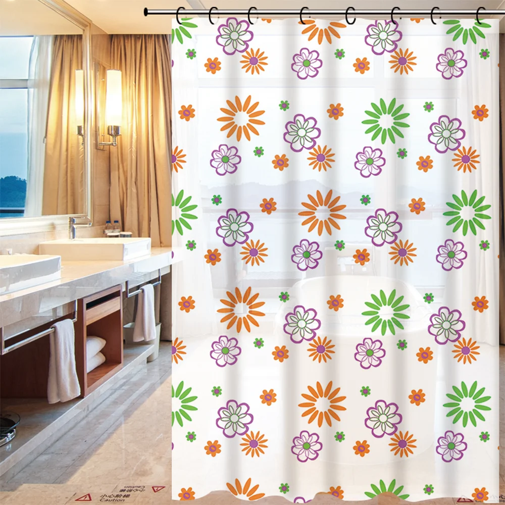 Butterfly Sunflower Baathroom Set Anti-Microbial Mildew Resistant Waterproof Liner Clear PEVA 3d Shower Curtains