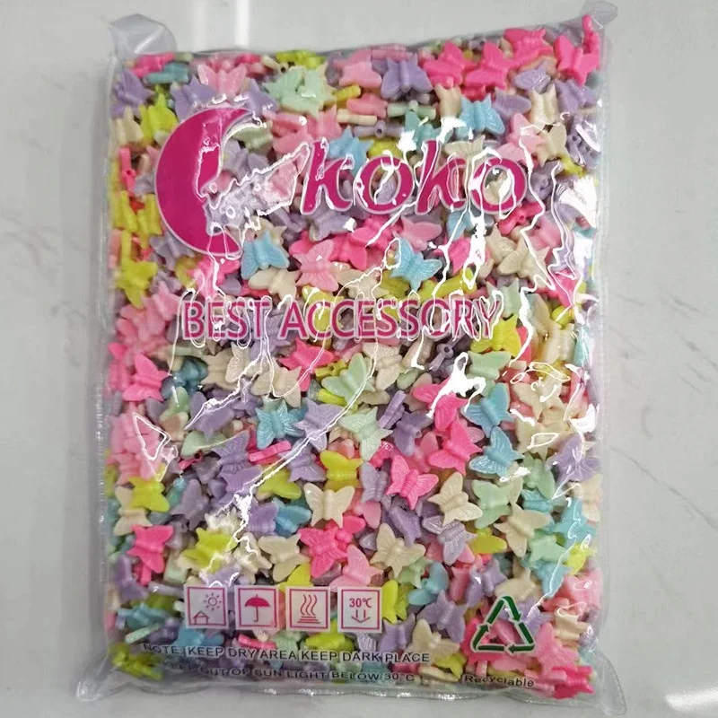 CJ loose beads five pointed star Heart flower butterfly five pointed star plastic beads Mix color