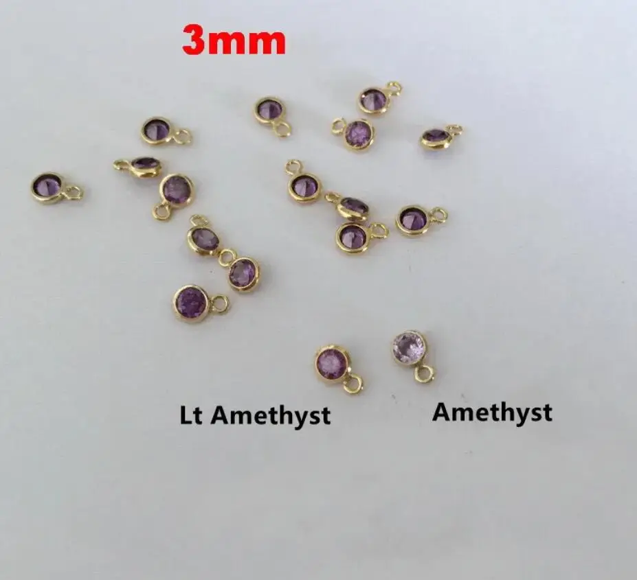 Fashion Birthstone  3MM Zircon Woman Jewellery 14K Gold Filled Charms DIY Making Materials