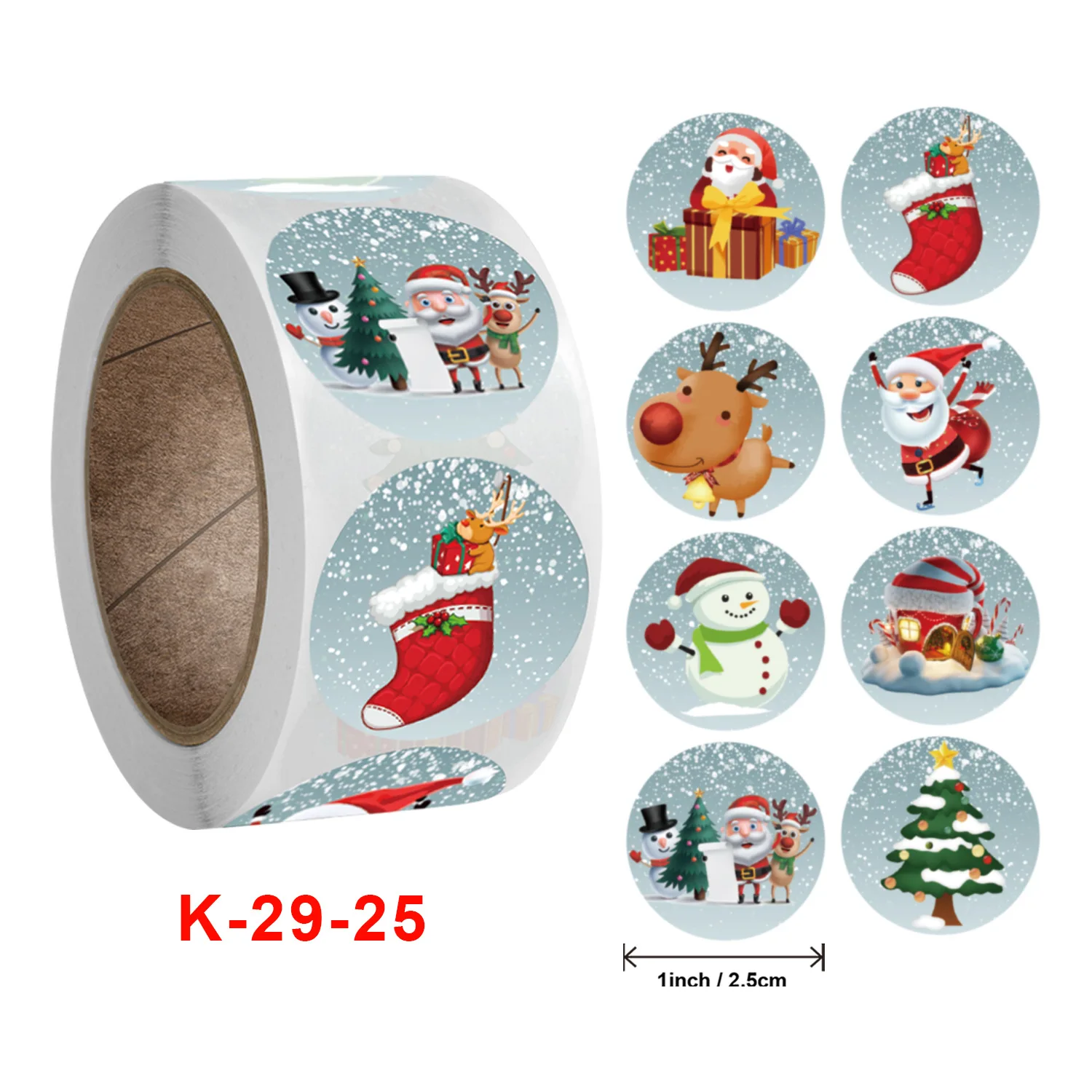 Factory Direct Christmas 1 Roll 500 Stickers Machine Printing Label Santa Claus Gift Decoration Luggage Stickers