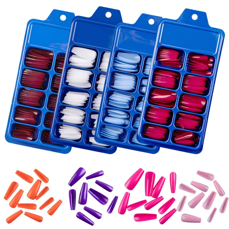 Solid Color Manicure Nails Full Coverage Wearable Fake Nail Patches 100 Pieces Of Boxed Manicure Patches