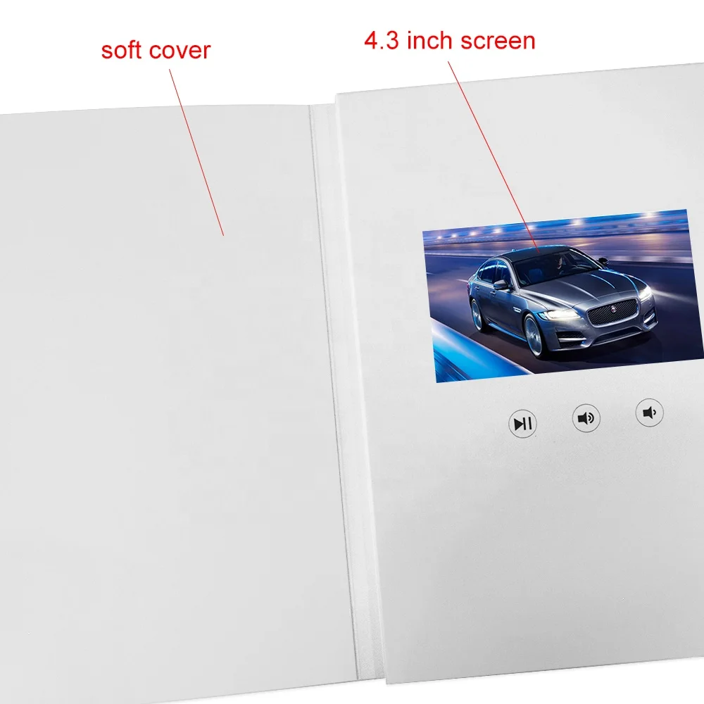 Best seller handmade paper craft 4.3 inch LCD tft panel mini video greeting card business gift video brochure