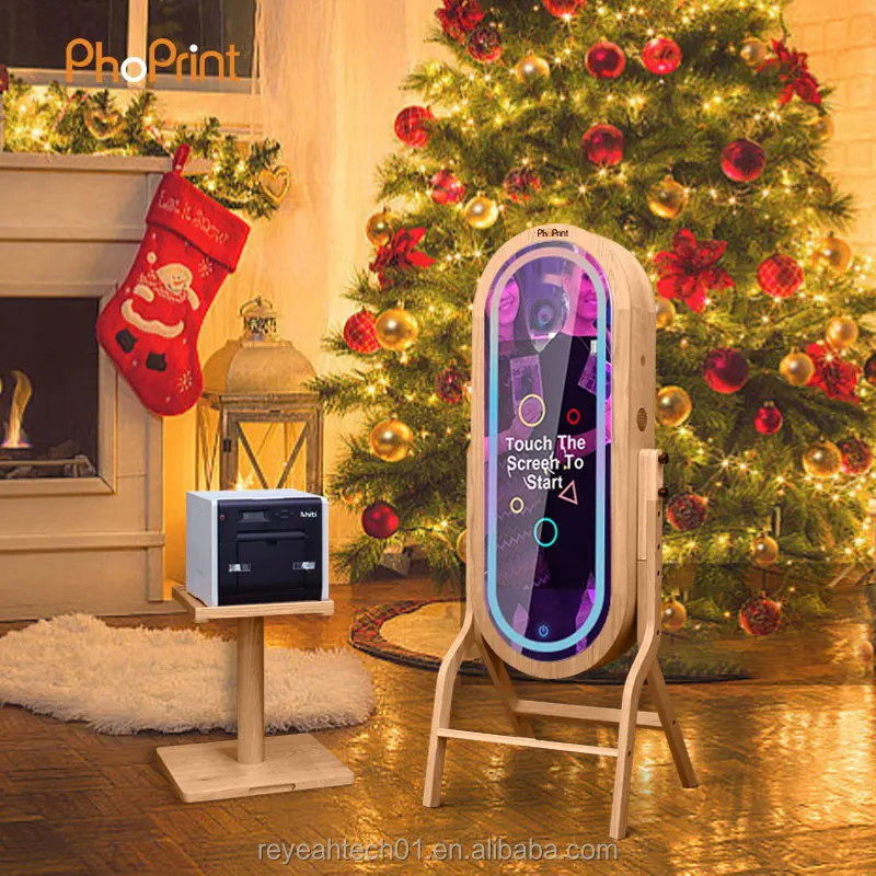 New Vintage Oak Touch Screen Weddings PhoPrint Photo Booth Gif Signature Photo Booth for Activities