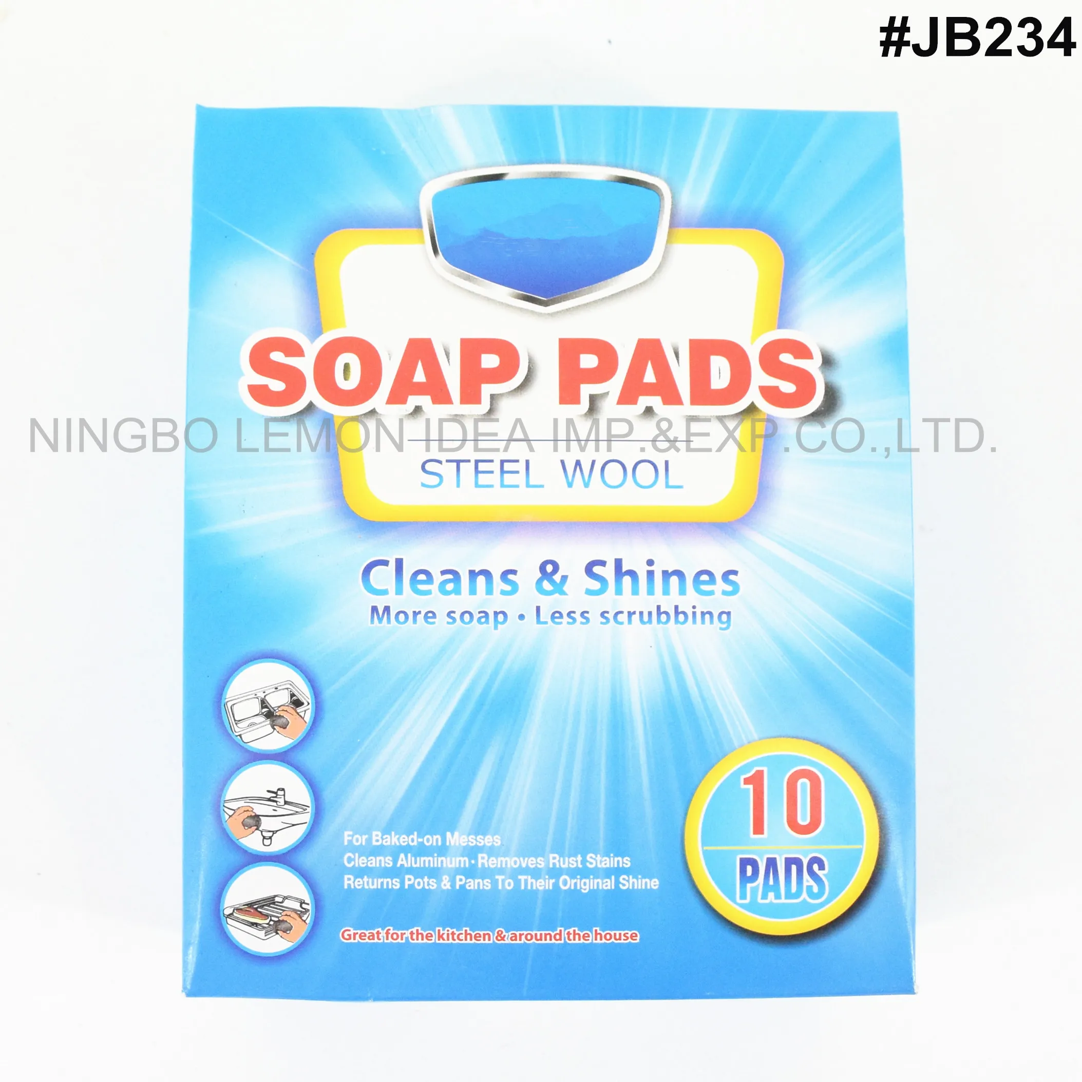 
10 PCS steel wool soap pads metal scouring cooktop cleaning disposable stain sponges box package 