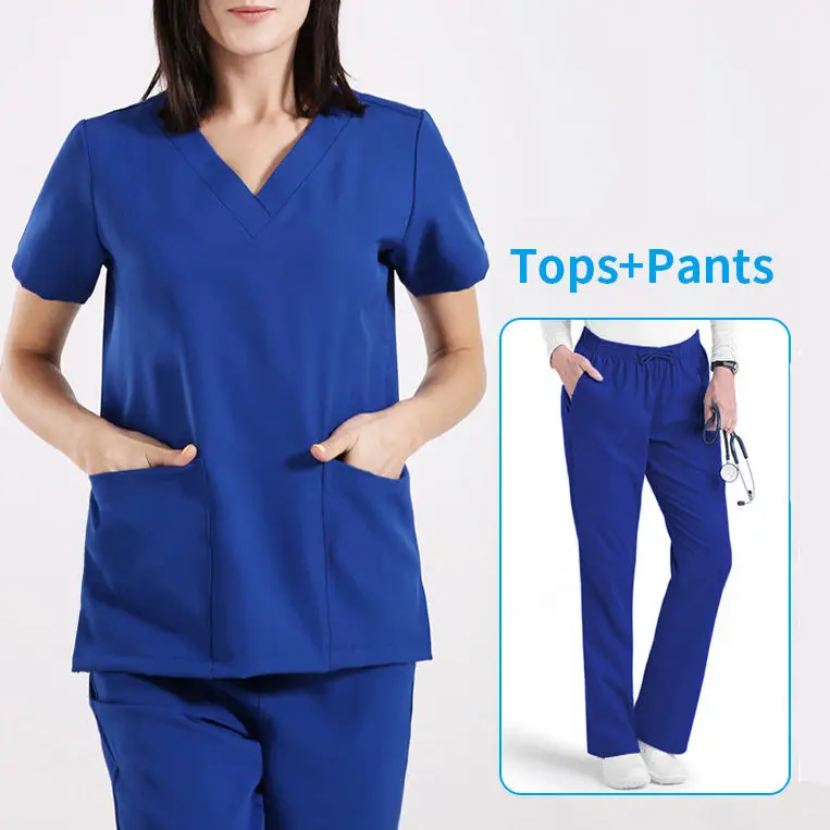 Eco Friendly Mens Medical Doctor Pink Scrubs Uniform Medical Scrub Suits For Women Under Shirt