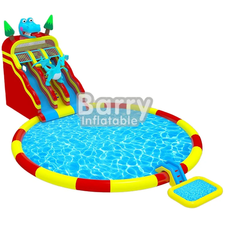 PVC Child Playground Outdoor Small Swimming Pool Amusement Equipment Inflatable Theme Water Park With Slide For Land