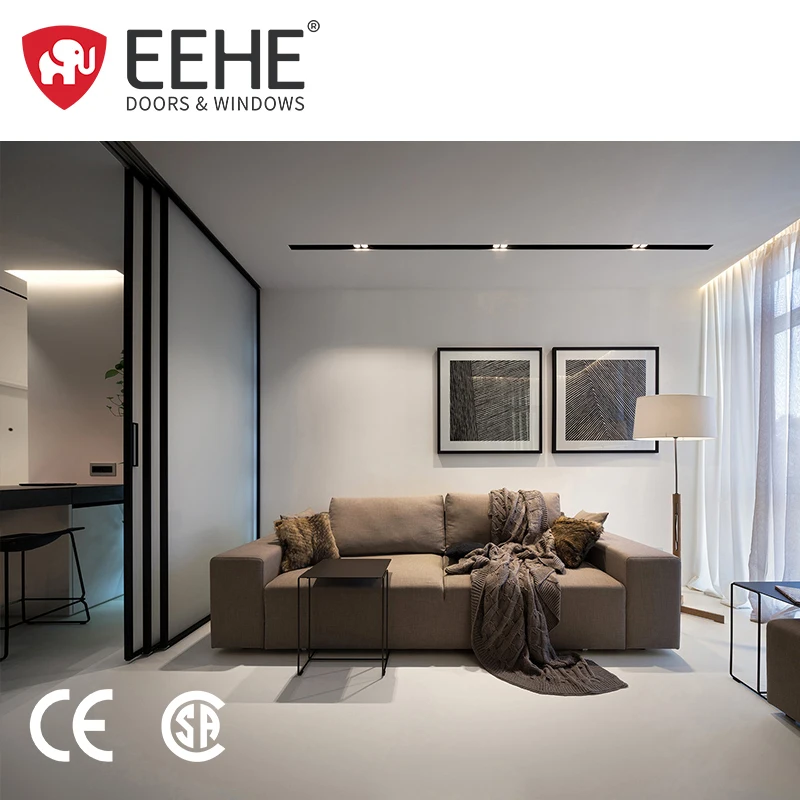 EEHE Exterior Double Soundproof Waterproof Sliding Door Aluminum Alloy 3 Panel Tempered Glass Sliding Doors