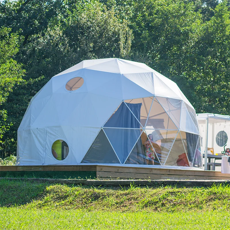 6m Outdoor Hotel Luxury Glamping Geodesic Dome Clear PVC Igloo Tent House With Bathroom