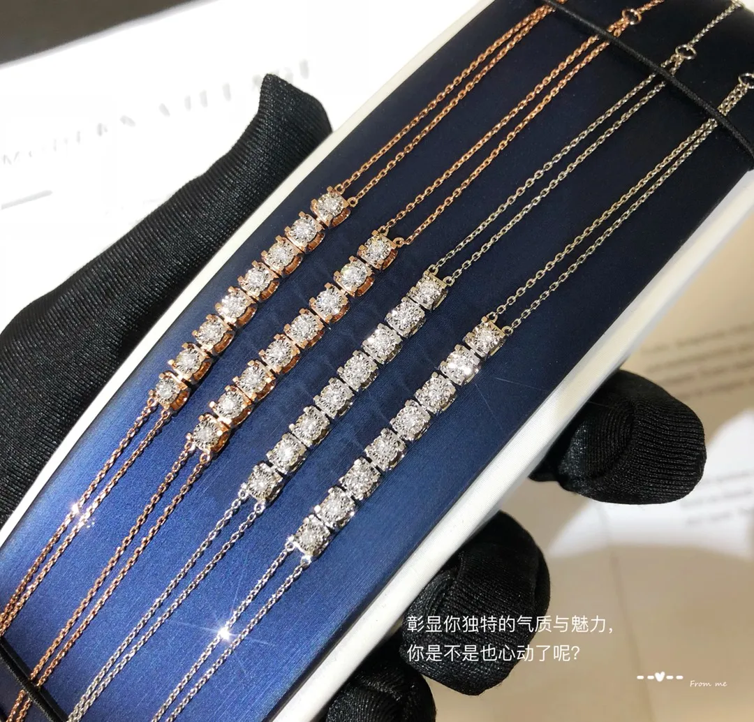 wholesale 18k Real yellow Gold Natural Diamond chunky miami waterproof bracelet gold jewelry 18k real