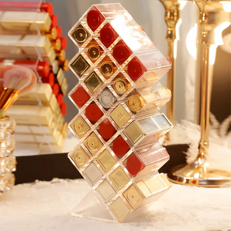 28 Grids Acrylic Lipstick Stand Holder Clear Makeup Organizer Storage Box Cosmetic Box Display Stand Make Up Organizer