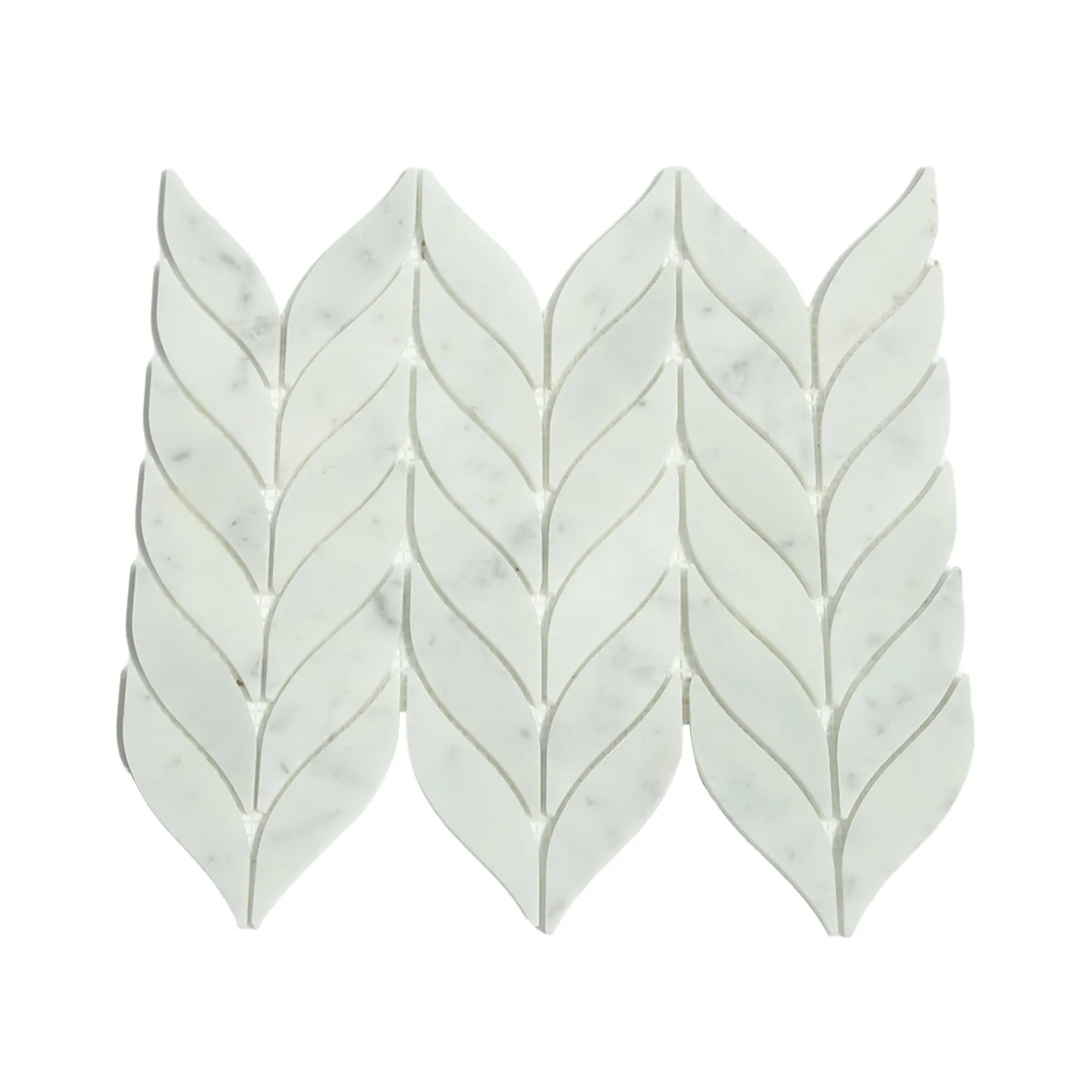 JK Factory wholesale 3d white carrara triangle mosaic dolomite white marble tile mix brass tile