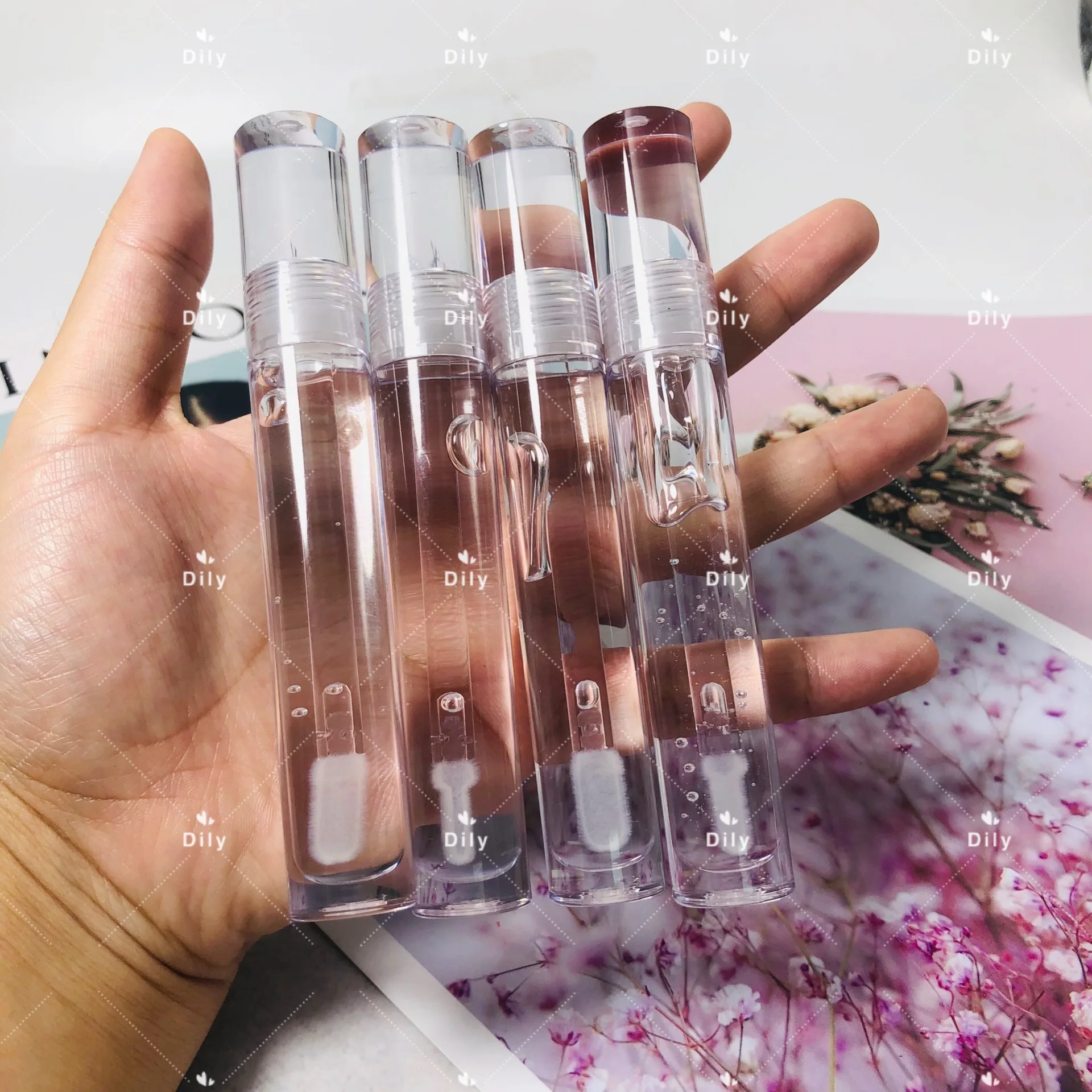 bulk private labeling crystal gloss vegan brown nude organic liquid clear lipgloss