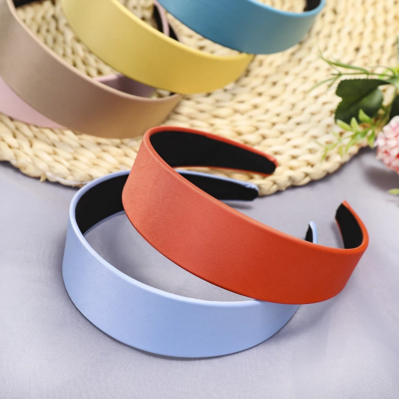 Fashion Korean Hair Accessories Candy Color Wide Plain Headbands for Girls Makeup