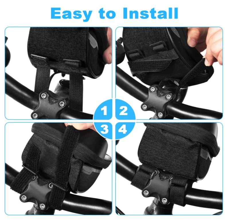 Waterproof Motorcycle Phone Mount Bag Front Tube Bicycle Frame Handlebar Saddle Boxes Bags