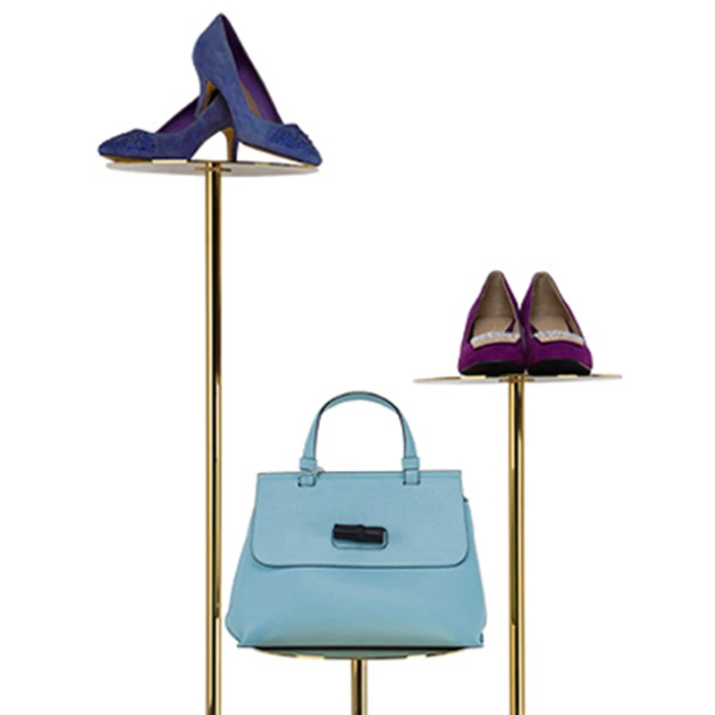 Window Stainless Steel Metal Tie Scarf Display Stand Golden Handbag Bag Display Racks