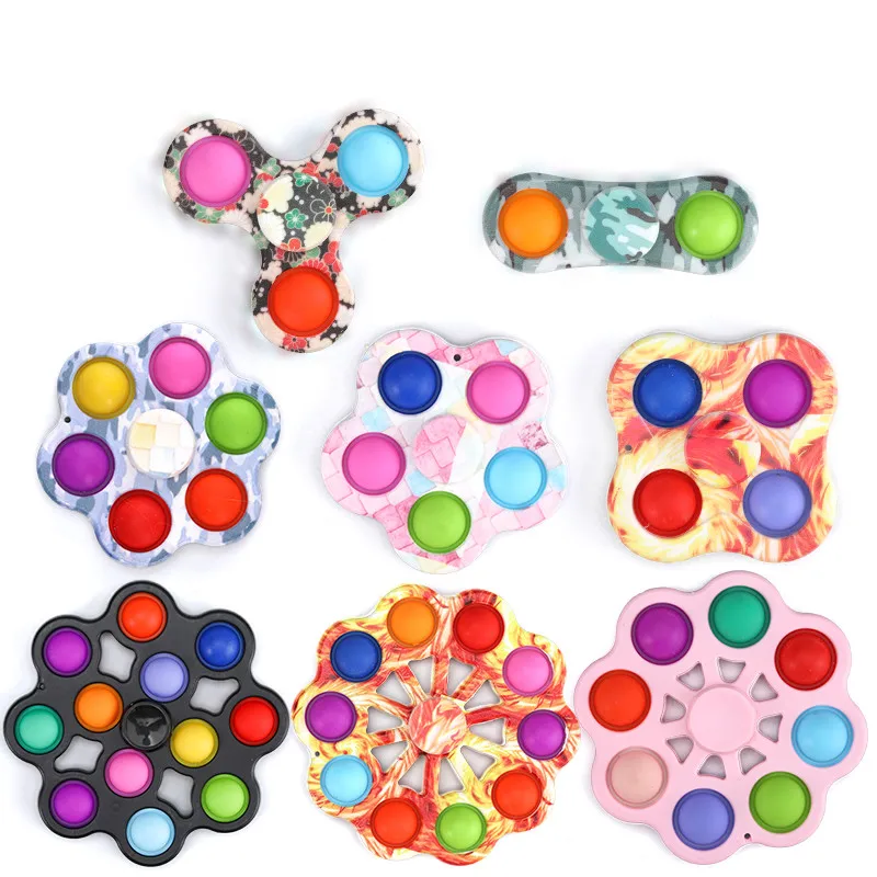 Silicone Relieve Stress Anxiety Bubble Finger Spinner 3D Animated Fidget Sensory Simple Fidget Dimple Toy
