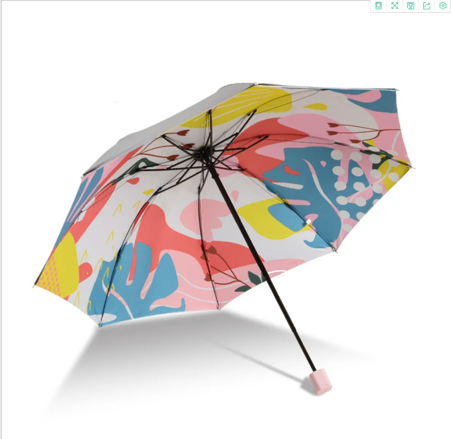 Newest Colorful China Amazing Customized Design Wholesale Printing 3 Folding Manual open Umbrella with Anti UV black coated