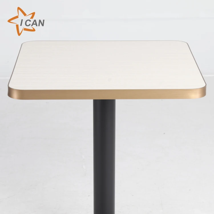 Gold Metal Edge Table Stone Marble Table Top Restaurant Furniture Cafe Square Patio Dining Table