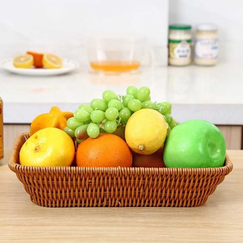 A2609 supermarket grocery basket inventory basket imitation rattan woven fruit bread grocery basket