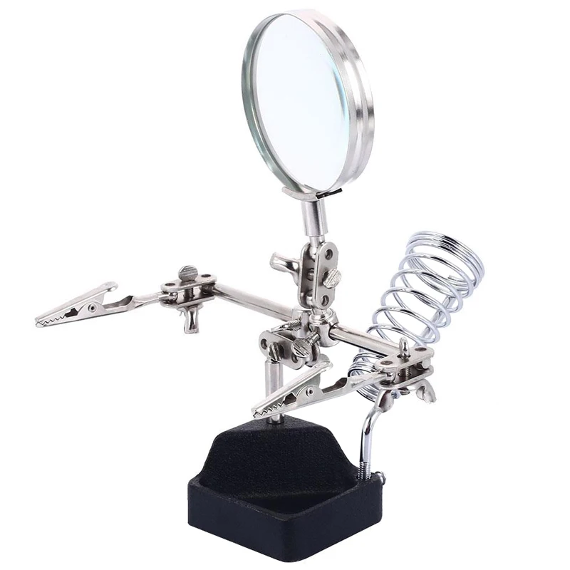 
Factory Direct Sales Desktop HD 62mm Optical Glass Workshop 5 Times Maintenance Inspection Magnifier With Metal Clip 