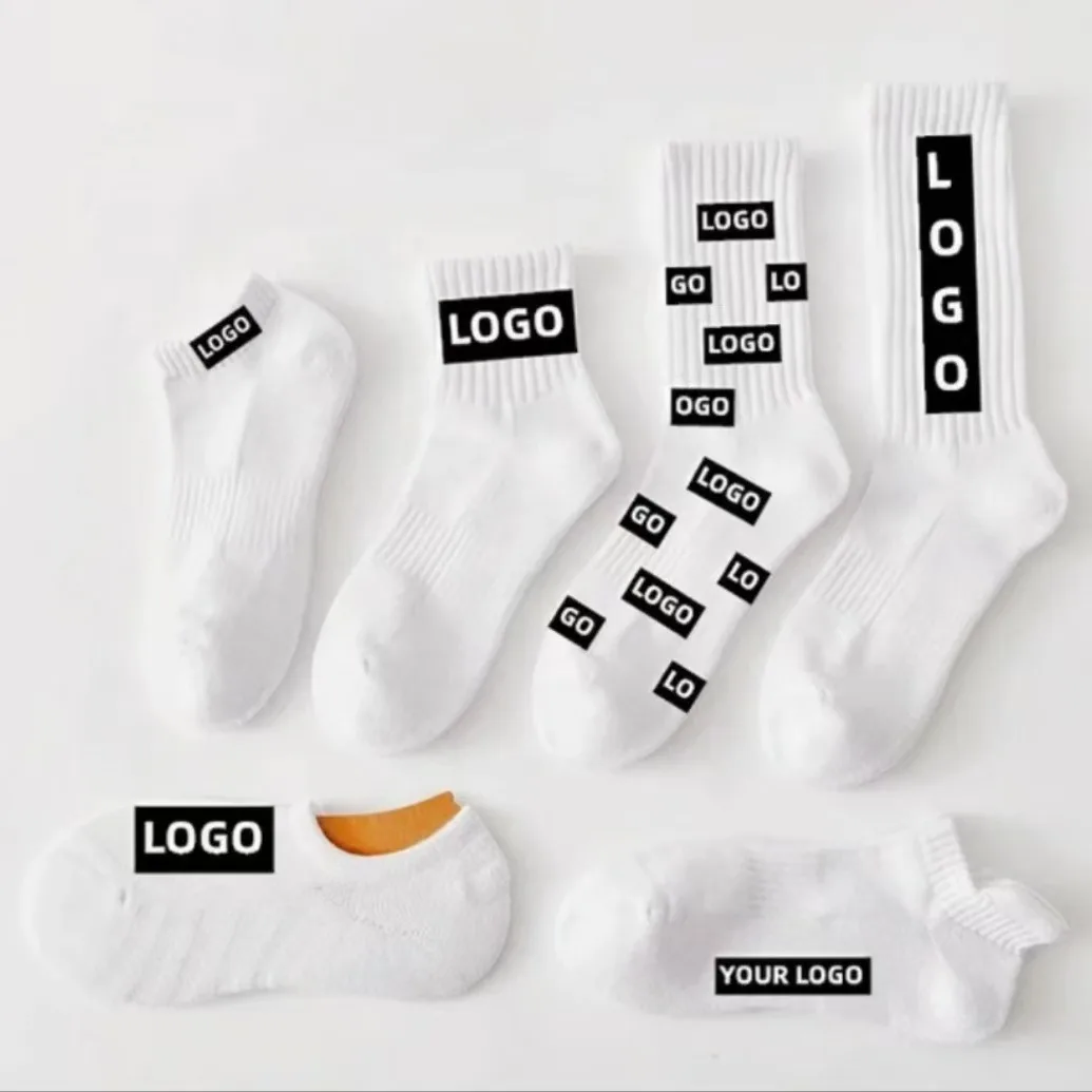 KTS China Factory Manufacturer Bulk Wholesale OEM Make Your Own White Knitting Logo Socks NO MOQ Custom Men Terry Sport Socks