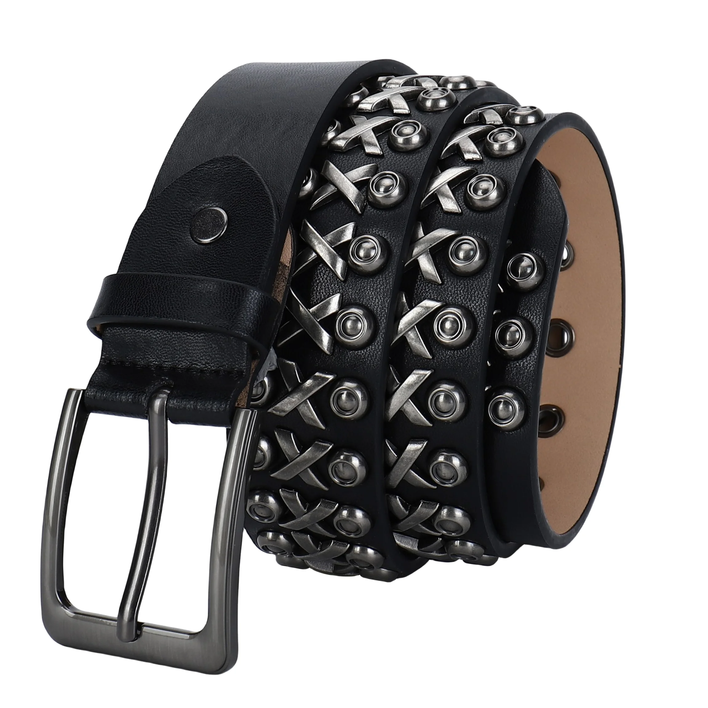 High Quality Studded Black Leather Punk Belt Street Trend Hip-Hop Dance Accessories Belt