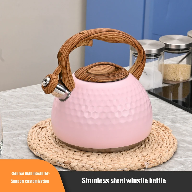 Household 3-liter large capacity stainless steel whistle kettle pink whistle kettle electric stove electric kettle