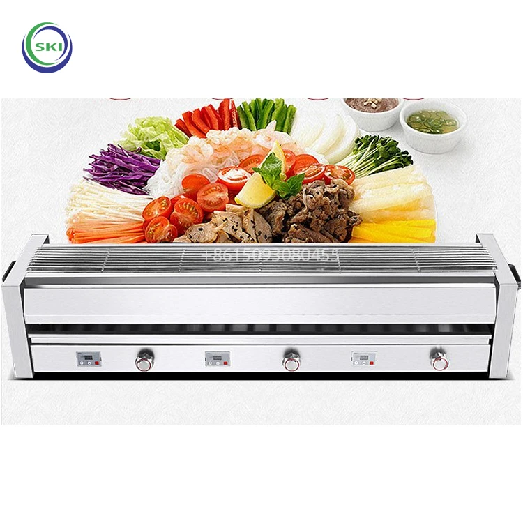 6 Burner Gas Cooker With Oven And Grill Chicken Kebab Making Machine