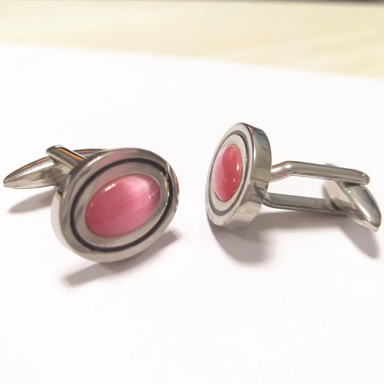 Factory Wholesale Quality Jewelry Pink Stone Cufflinks for sale