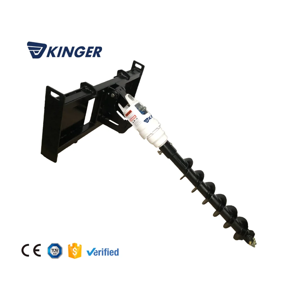 Hydraulic auger drive attachment excavator skid steer loader for screw piles installation ground hole drilling