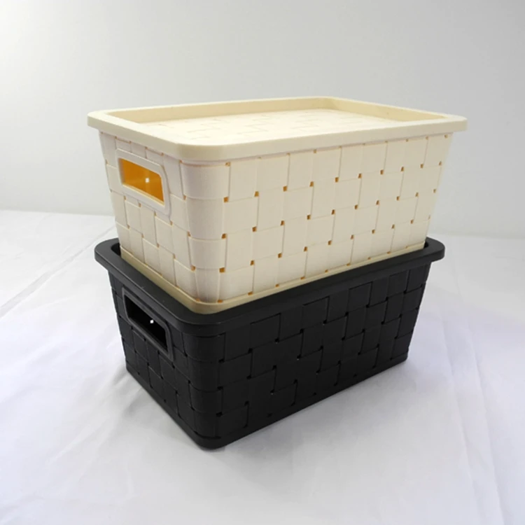 New Popularity Hot Sale plastic PP rattan handle pharmacy Kitchen Modern Portable Storage Basket with lid