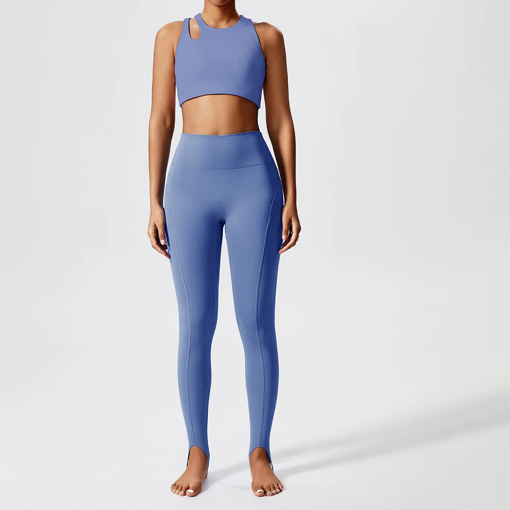 YIYI Plus Size Removable Pad Gym Fitness Suits For Women Back Cross Strap Girls Yoga Sets Stirrup Leggings Women Sports Sets