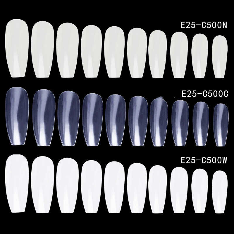 New Idea Acrylic Private Label False Artificial Half Cover Salon French Clear Coffin Nail Tips