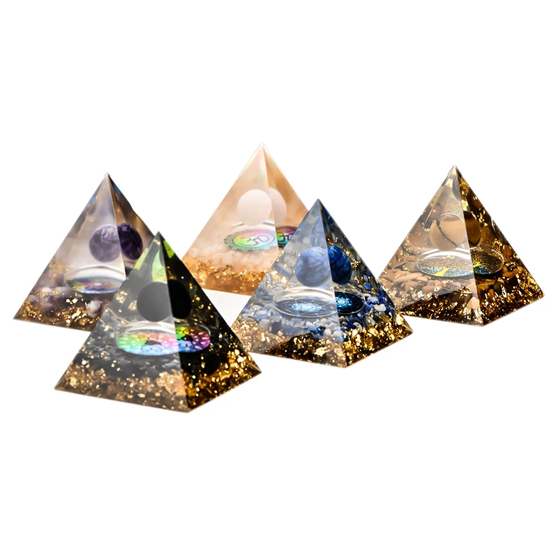 60mm Orgonite crystal pyramid Floating natural gemstone Orgone Pyramid Reiki Orgonite Crystal Pyramid