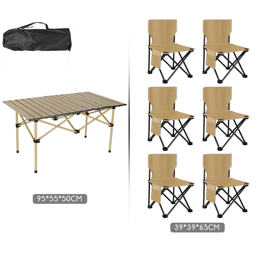 Outdoor Furniture Sets Portable Carbon Steel Foldable Dining BBQ Chairs Camping Folding Table And Chairs Set