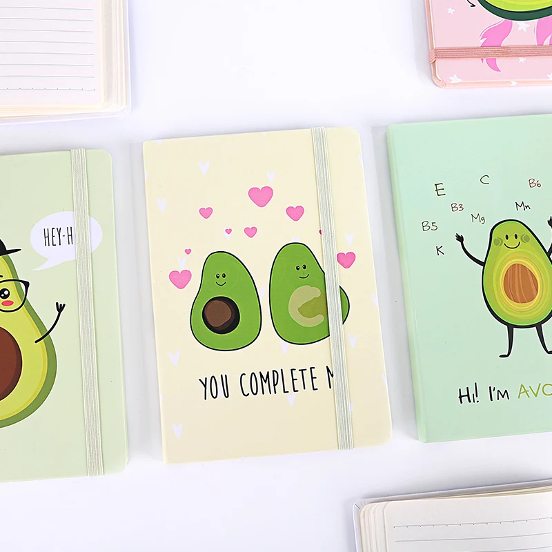 Colorful new popular avocado cute cardboard notebook a5 spring short hand note book for office use