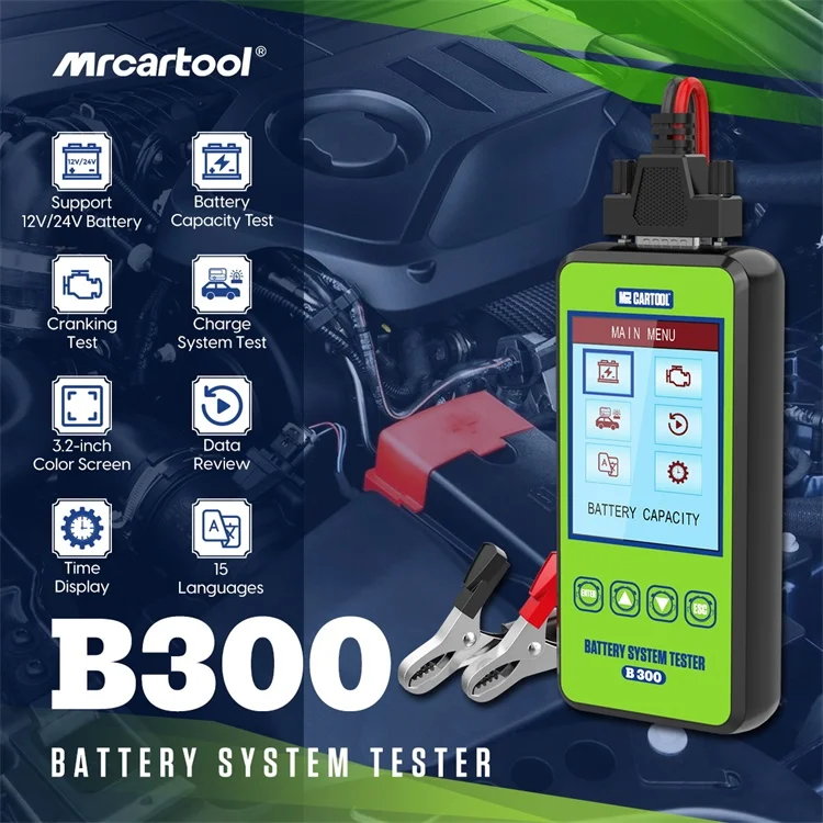Универсальный Автомобильный цифровой тестер емкости аккумулятора MRCARTOOL B300 12 В 24 анализатор тестеры для диагностического инструмента