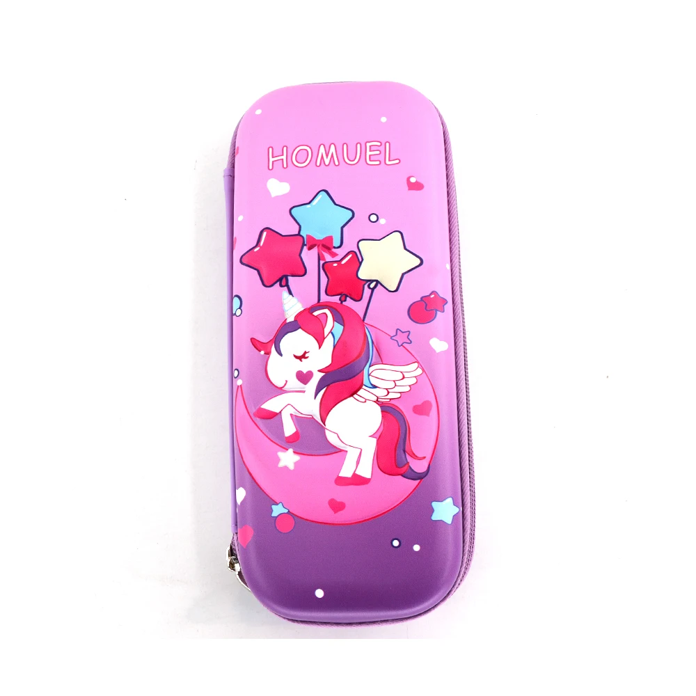 Cheap Wholesale Kids Cute Pencil Cases Purple Pu Pencil Case For Girls Kawaii Unicorn Pencil Case