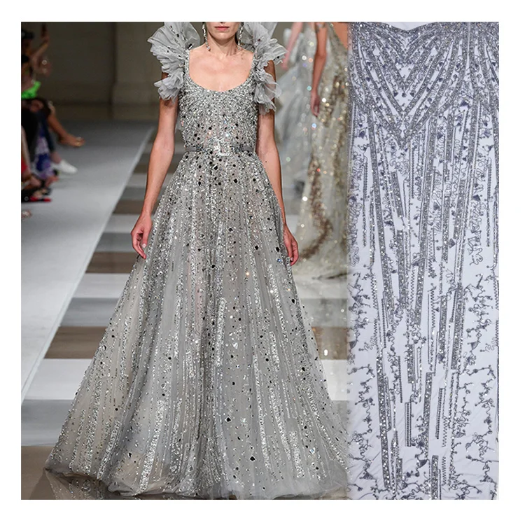 Wholesale Diamond Paintingican Embroiderdiamond Embroideryic Sequins Luxupicture Blue for Bridalhome Decor Embroidery Fabric