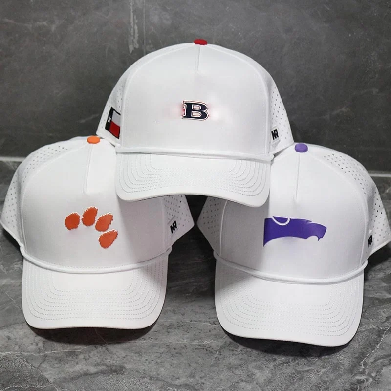 HN10 Curved brim laser cutting hole perforated hat rope golf nylon baseball caps hats quickly dry hat with rope