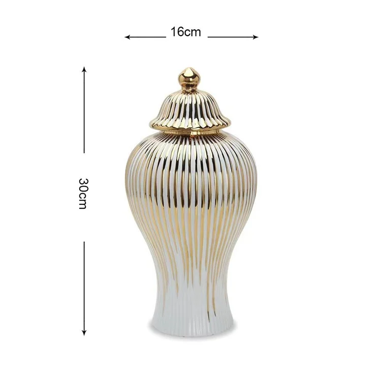 European Simple Electroplated Gold Ceramic Vase Hotel Decoration Wedding Vase Ginger Jar
