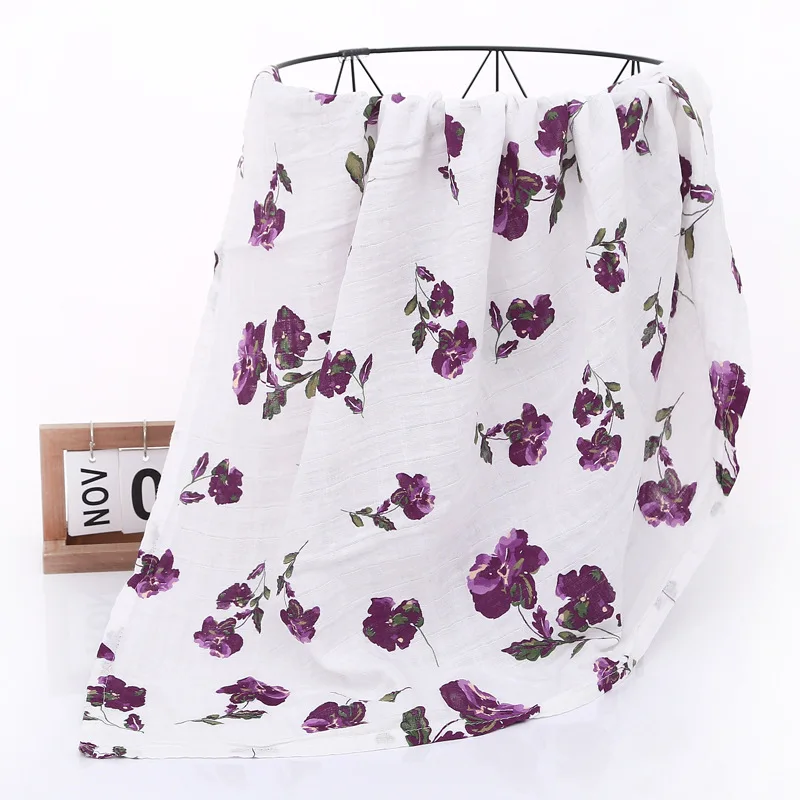 Wholesale Solid 100% Organic Cotton bamboo Soft Muslin Fabric Swaddle Wrap Baby Blanket