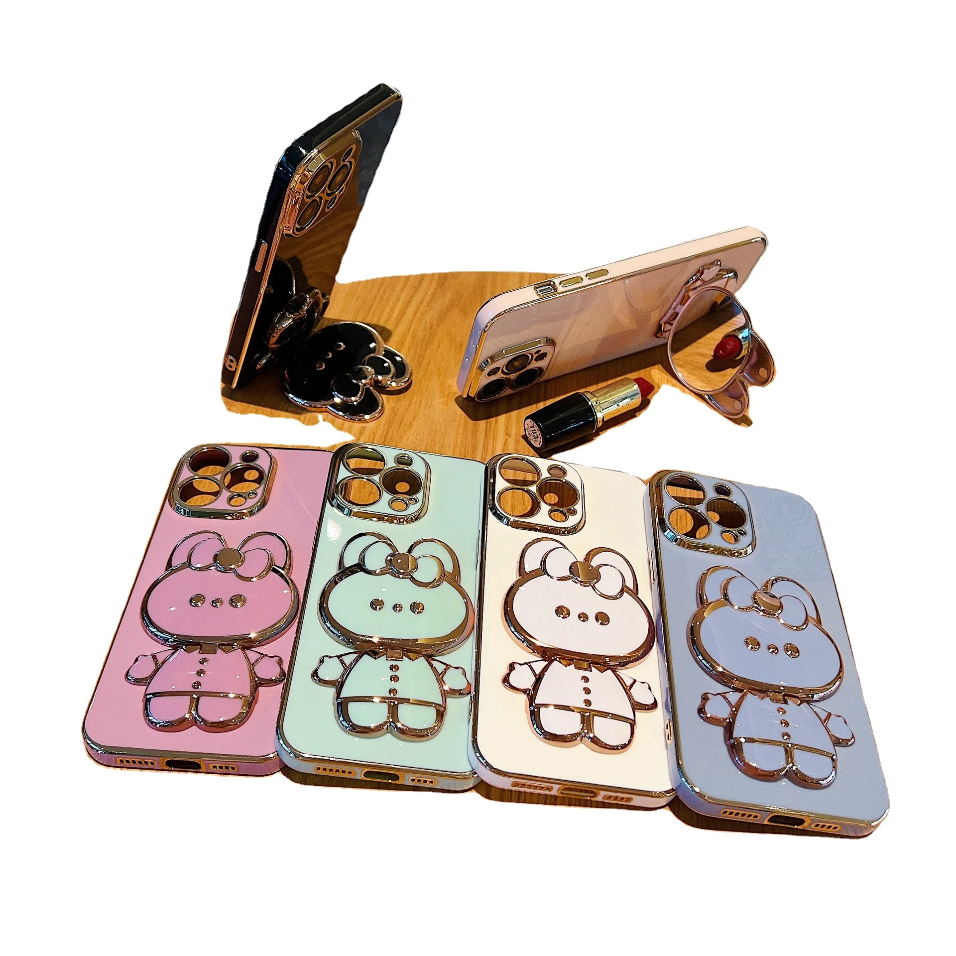 KT Rabbit mirror holder phone case protection cover girl beauty makeup mirror phone case